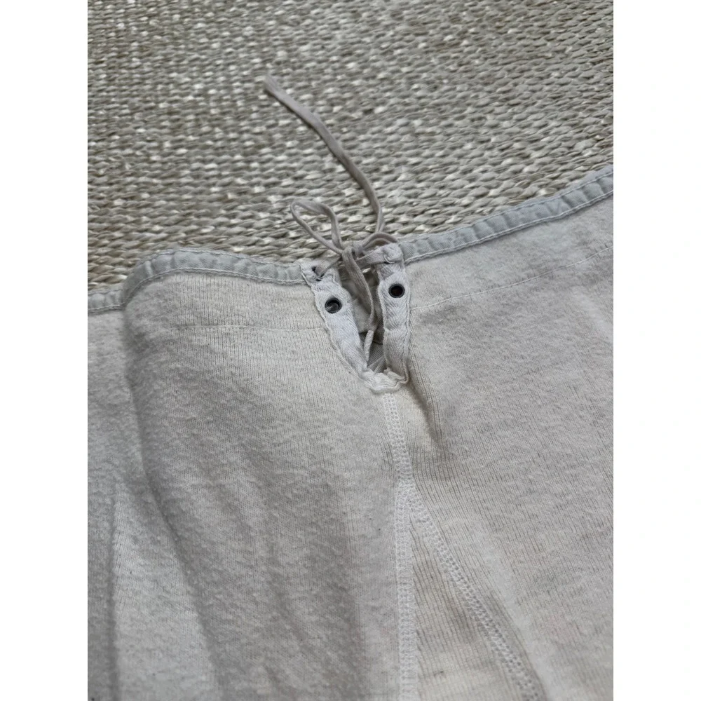 Vintage Pilgrim Mens Cream Knit Long Johns Drawstring Button Fly Size 38